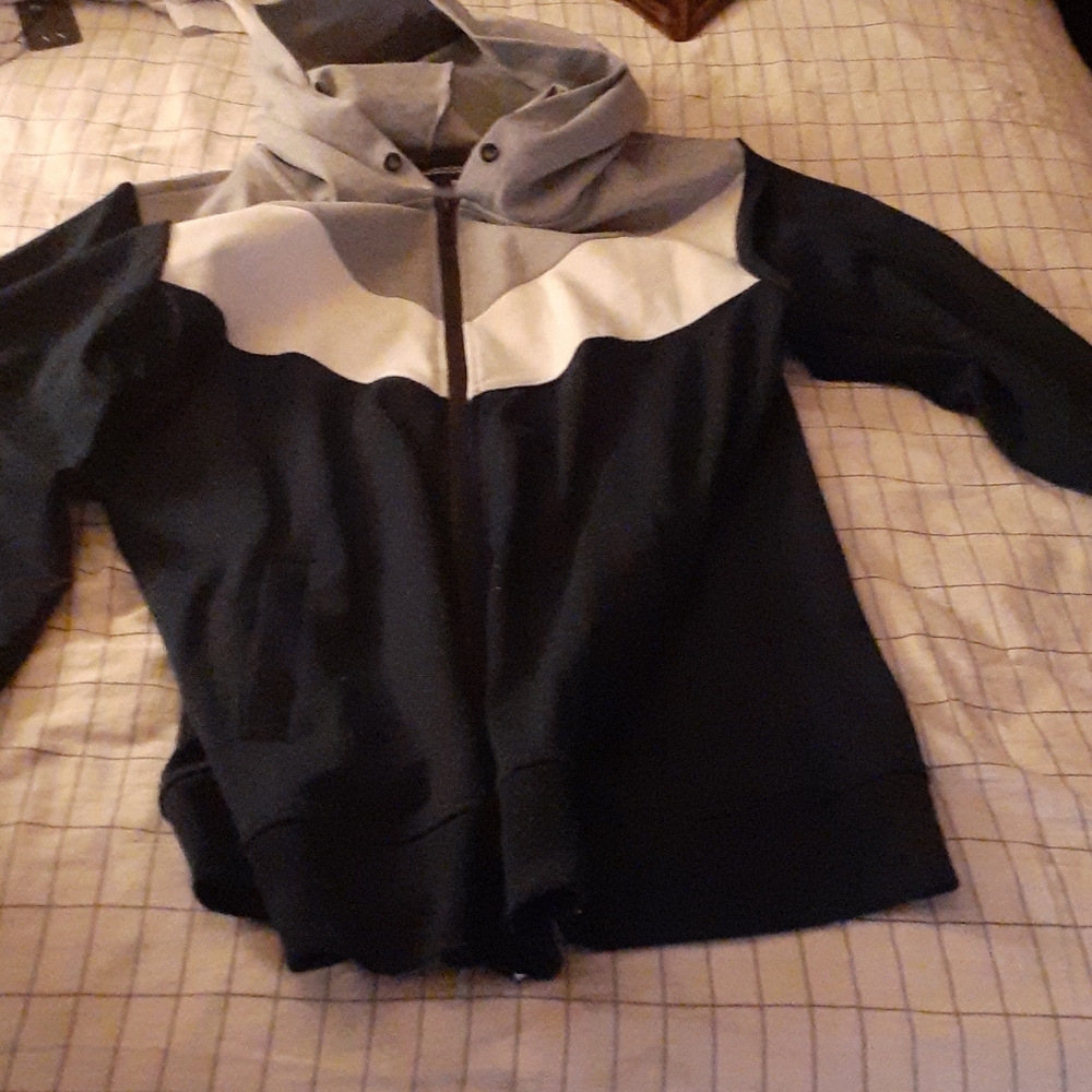 Navy blue and gray hoodie